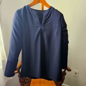 J Crew Women's Navy Popover Shirt w/ French Cuff Detail